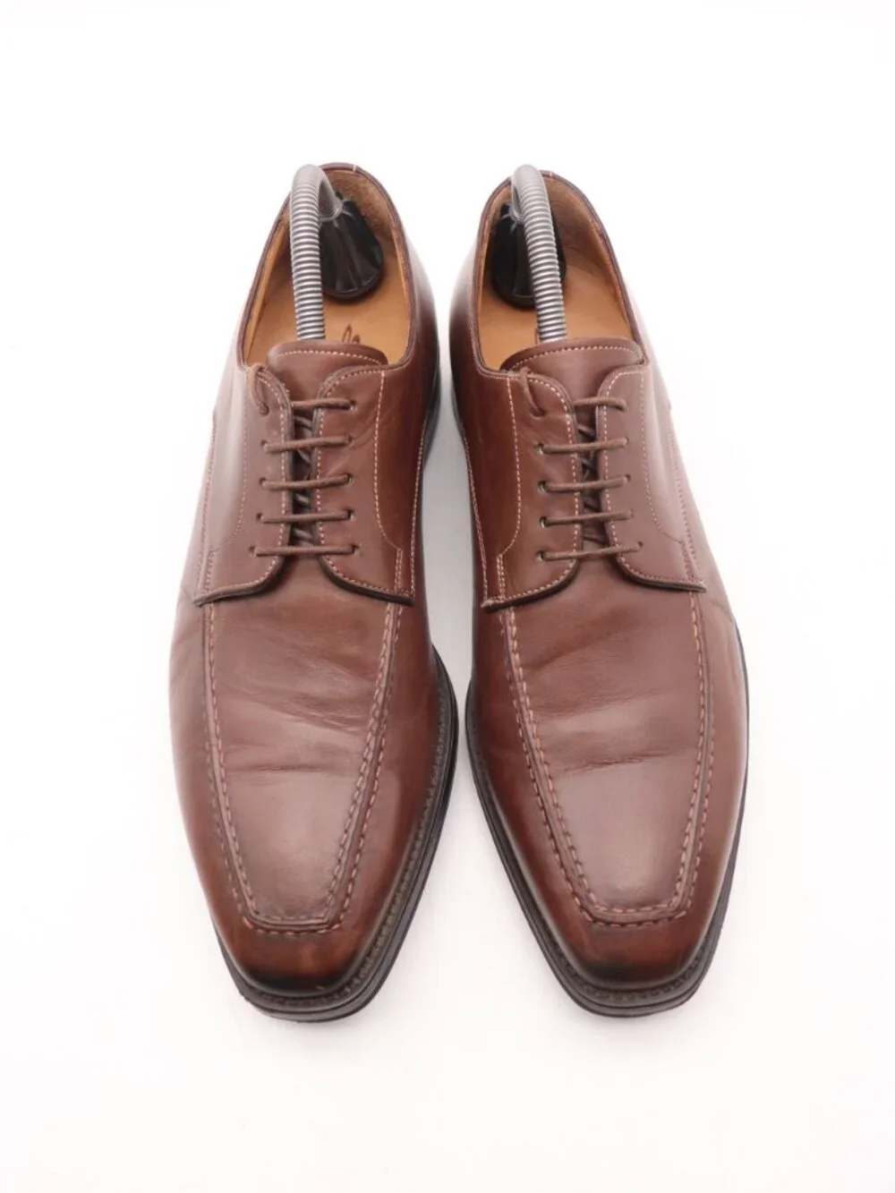 Santoni Brown Leather Moc Toe Men's Size 8.5 D Dress Shoes Made in Italy